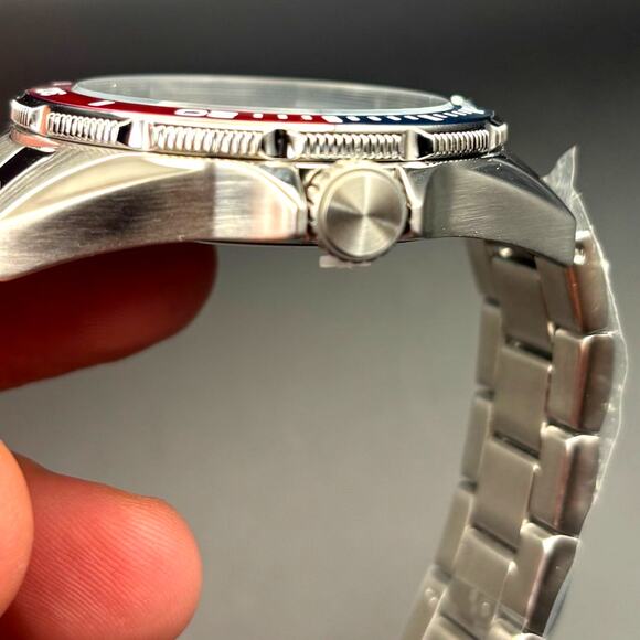 Fossil BQM2883 Mens Black Dial Pepsi Bezel Stainless Steel Diver Style Watch NIB - Picture 9 of 17